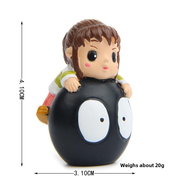 Resin My Neighbor Totoro Figurine Holding Lotus Leaf Design For Gift Tabletop