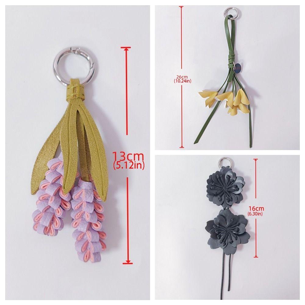 Hanger Pu Flower Keychain Lavender Bag Charm Trendy Pu Leather Flower Pendant Women