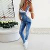Womens Denim Overalls Jumpsuits and Rompers Skinny Slim Fit Jeans Long Jumpsuit Ripped Hole Pencil Pants Overalls