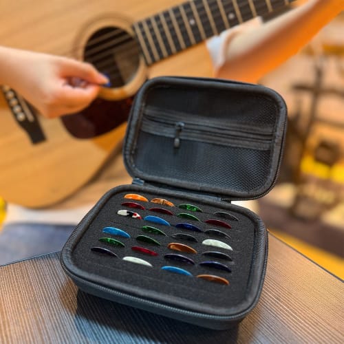 Guitar Pick Holder Case for Fender Dunlop D'Addario Dunlop Musical Instruments, Guitar Accessories, All Sizes, Pick Storage Pouch, Box Bag Only (Dark