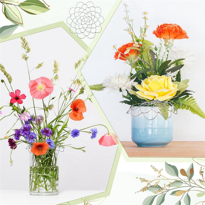 AEE2-6 Pcs Flower Arrangement Holder Flower Frog Wire Flower Arranging Tool Metal Flower Insert Lid Flower Grid