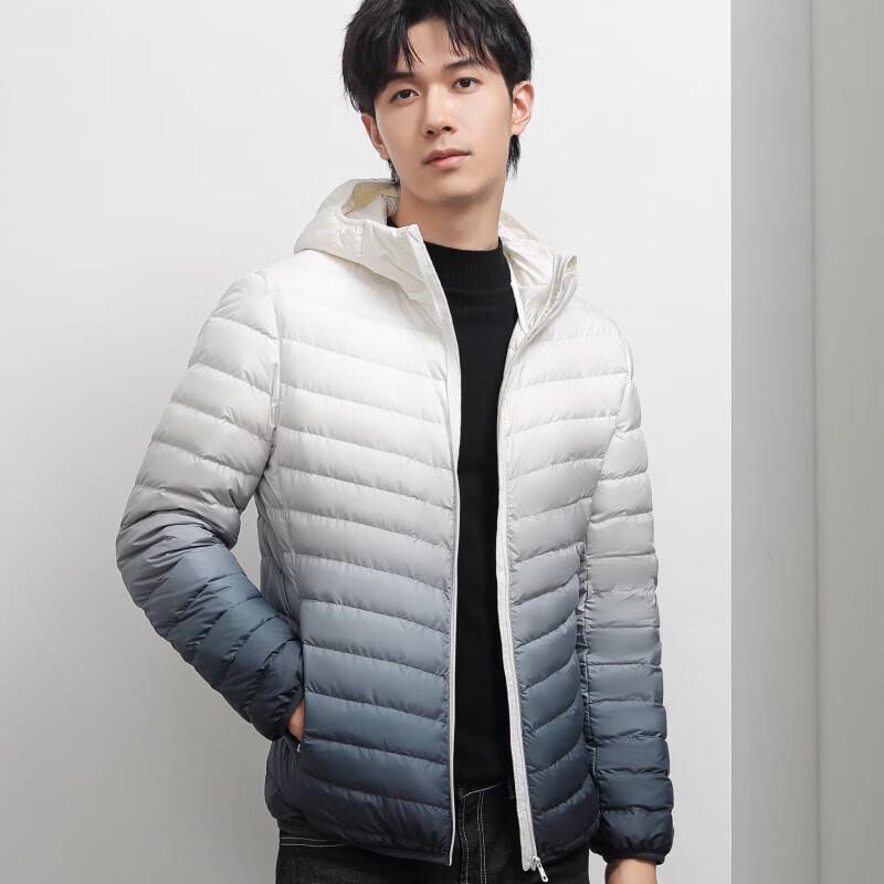 Tri-polar Men's Gradient Hooded Lightweight Down Jacket TP9128