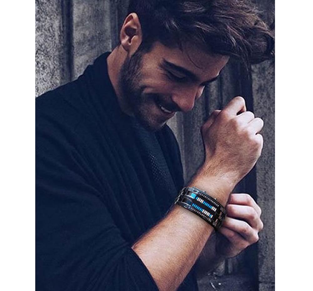 Водонепроницаемые часы с покрытием Роскошные из нержавеющей стали Двоичный Светящиеся светодиодные Электронный дисплей Часы