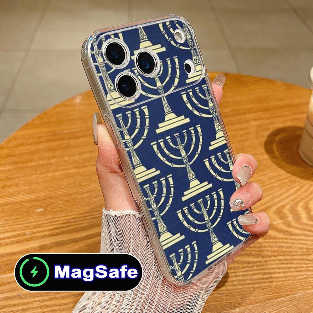 Еврейский чехол для телефона Ханука для iPhone 17 16 15 14 13 12 11 Air Pro Max Plus Mini Magsafe Прозрачный Цветной Чехол Роскошный