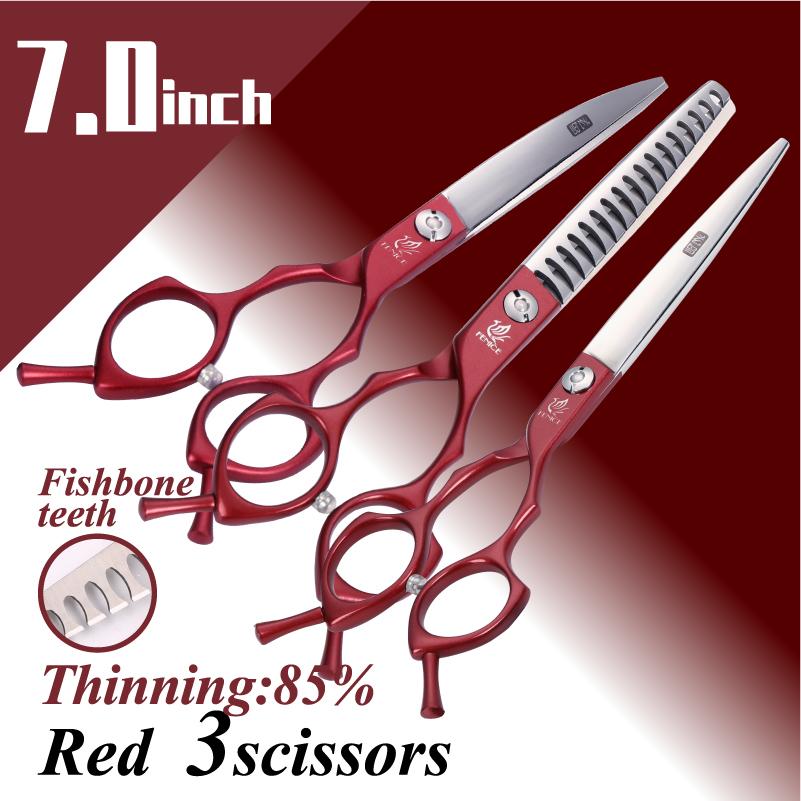 Fenice JP440C Pet Grooming Scissors Set 6.5/7 Inch Straight Curved Dog Grooming Shears Thinning Chunker for Professional Groomer