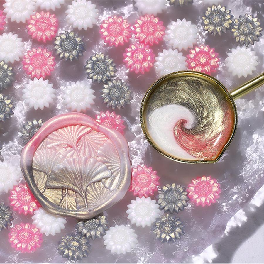 100 шт./пакет, воск для сургуча цвета Авроры, подсолнух, смешанные цвета, для свадебных приглашений, конвертов, упаковки винных подарков