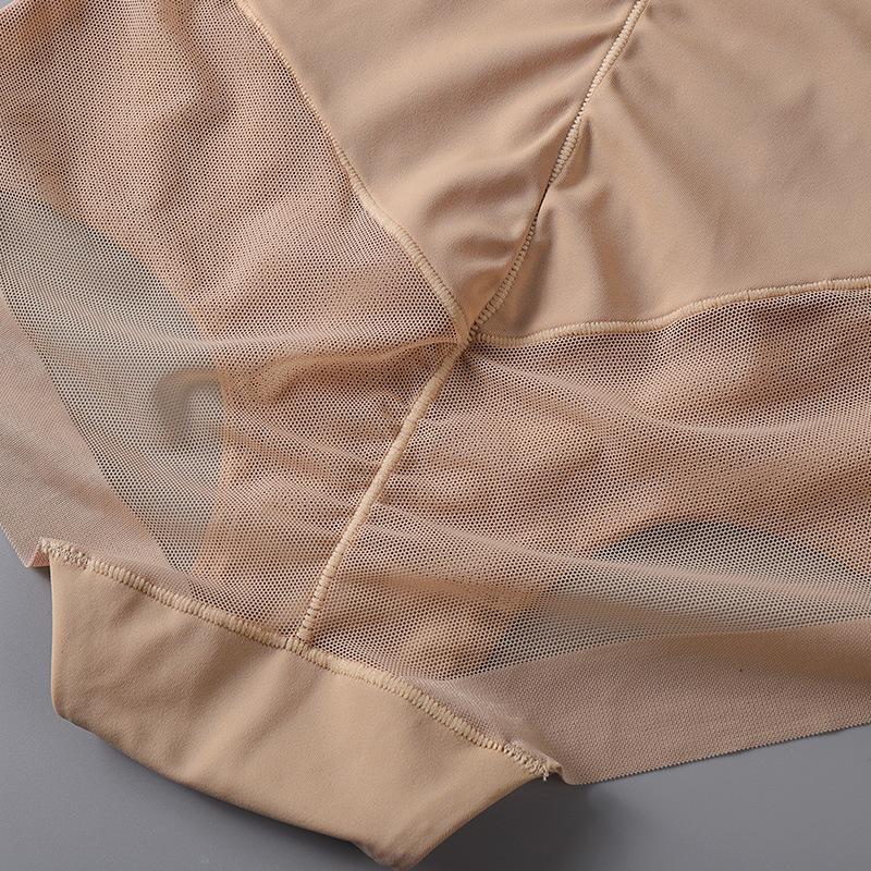 Breathable Mesh Mid-Waist No Trace Abdominal Slimming Pants Small Tummy Slimming Thin Ice Silk Body Shaping Panties