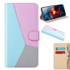 Кожаный TPU Флип-кейс для Samsung A32 4G/S21FE с трехцветной пэчворк-вставкой и держателем для карт