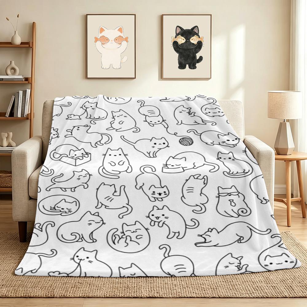 Cat Flannel Blanket Throw Blanket Soft Warm Sofa Bed Camping Car home Decor Unique Christmas Gift C9301411