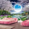 Wall Paper Moon Cherry Blossom Tree Nature Landscape Wall Mural Living Room Bedroom Wallpaper Home Decor