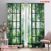 2pcs,2D Plane Printing Creative Curtains Bamboo Serenity(1) Polyester Fabric (without Rod) Art Deco Festive Use for Living Room,