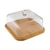 Cake Stand with Lid Wood Plate Cover Wooden Base Fruit Display Server Tray Dessert Dome