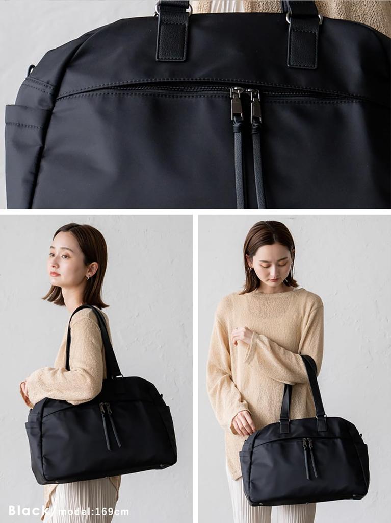 Vita Felice Nylon Boston Bag for Women [VITAFELICE] 14-pocket Inb-10145z (black)