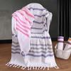 Turkish Cotton Striped Beach Towel with Tassels – Absorbent, Ideal for Bathing, Swimming, and Sun Protection