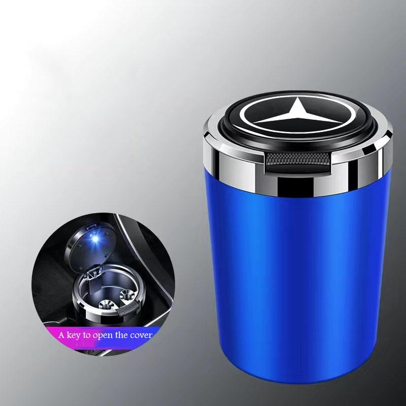 UMEG7 Car ashtray with blue LED light stainless steel liner for Mercedes Benz A B C E G W S Class GLA GLB CLC GLK GLS GLE CLA CLS EQE