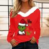 Women's T Shirt Tee Christmas Shirt Long Sleeve Party Christmas Fleece Collar V Neck Top