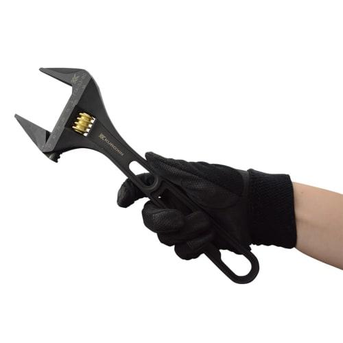 Fujiya Light Monkey, Non-serrated, Black and Gold, Total Length 303mm, Maximum Opening 53mm, FTA-53-BG