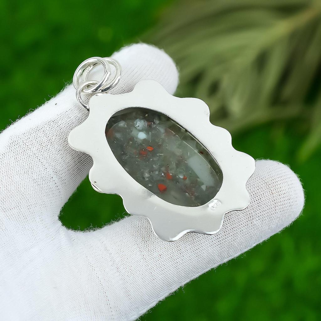 Подарок для нее Подвеска из ювелирного серебра 925 пробы с натуральным камнем табу-яспис