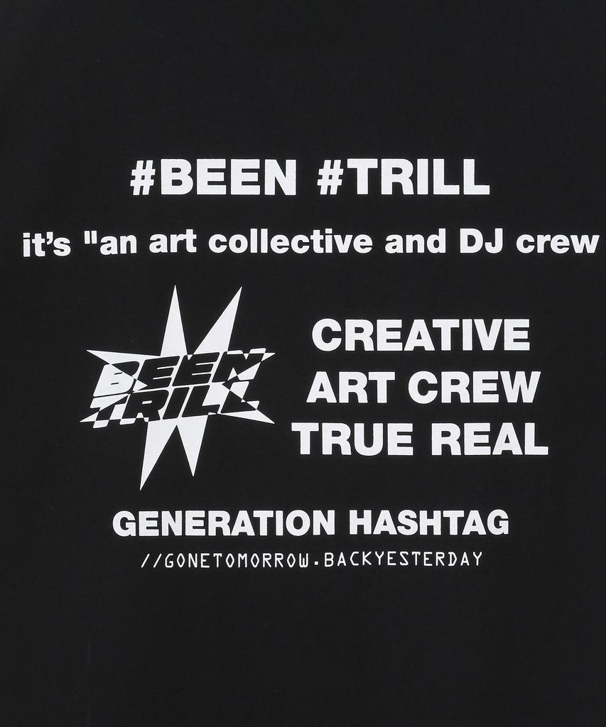 BEENTRILL Фирменная футболка с графическим принтом-слоганом на спине, оверсайз, с коротким рукавом (черный)
