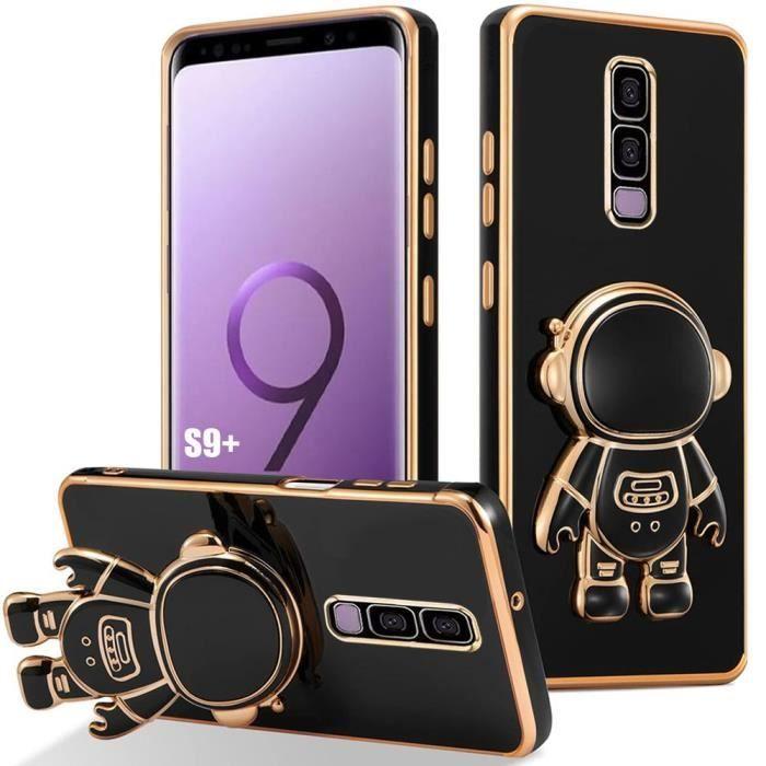 Coque - Samsung - Galaxy S9 Plus - Silicone Noir - Anti-Rayures - Support Astronaute 3D
