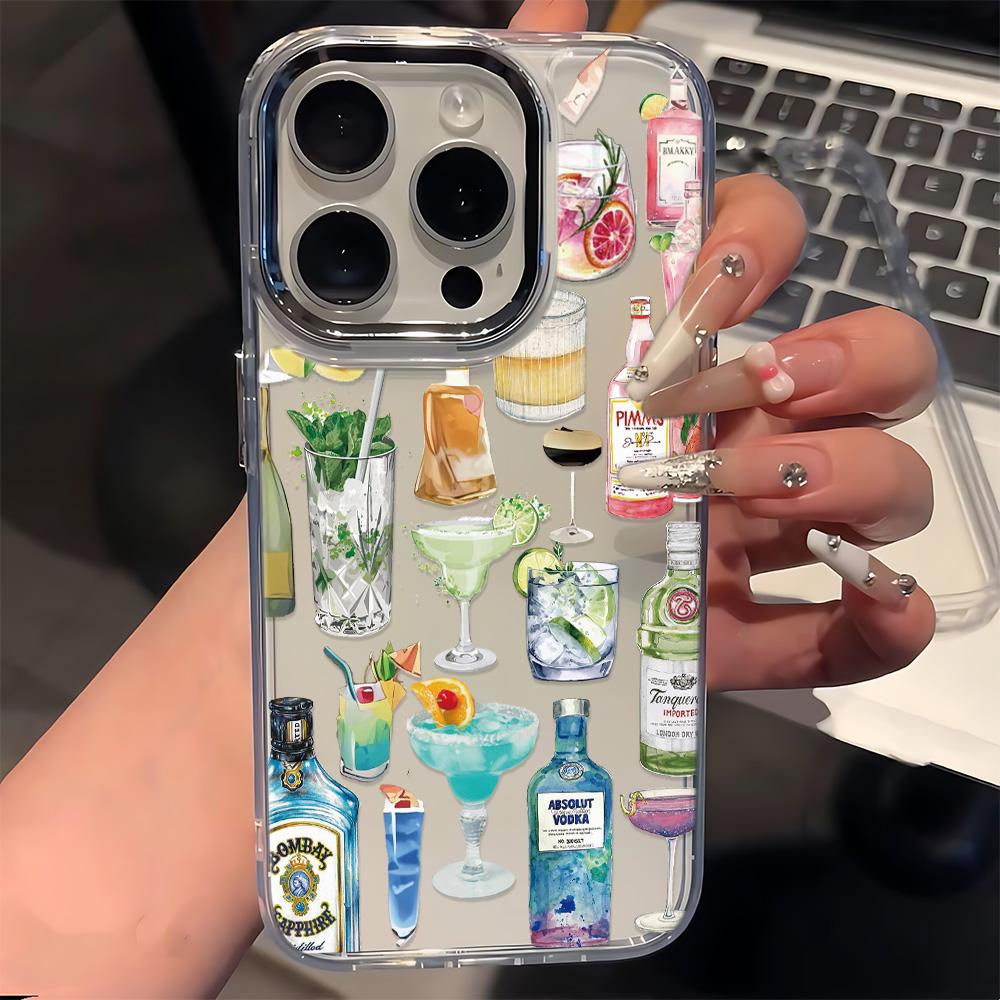 Drink Quilt Phone Case For Iphone 17 15 14 13 Pro Max 11 12 Max 7 8 Plus Stylish Shockproof Soft Coque Cover
