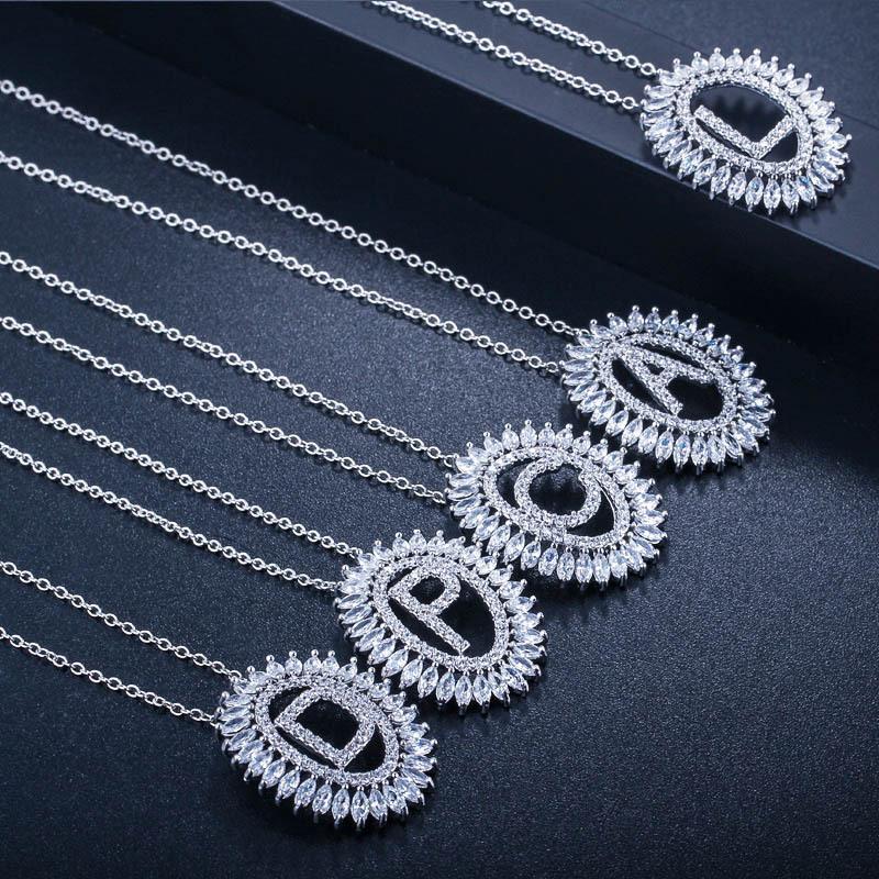 D0037 Ожерелье с буквой, Высококачественный циркон 3A, Персонализированная подвеска, Несколько вариантов.