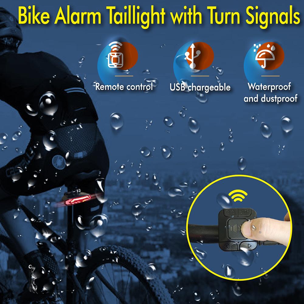 Elecpow Smart Bike Taillight Bike Anti Theft Alarm Horn With Remote Rechargeable Waterproof Bicycle Rear Lamp With Turn Signals