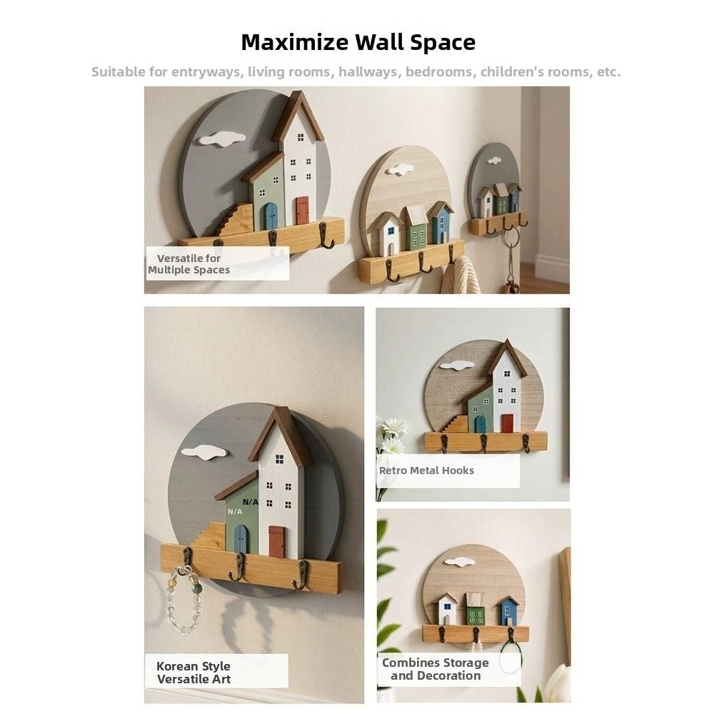 Nordic Style Wooden Wall Hook Multi Hook Entrance Key Rack Coat Rack Home Decoration