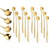 2Pcs Flower Dessert Spoons, Coffee Stainless Steel Sugar Spoon Small Tea Spoons Cafe Bar Spoon Cute Coffee Teaspoon Mini Tableware, 4 Styles (Gold)