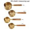 4Pcs Stainless Steel Coffee Measuring Spoon Wooden Handle Baking Tool  Ice Cream Sugar Salt Spice