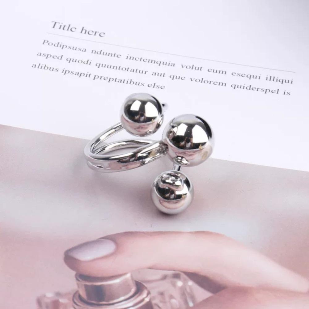 Light Luxury Irregular Planet Ring All-Match Finger Opening Ring Korean Metal Ball Ring Female