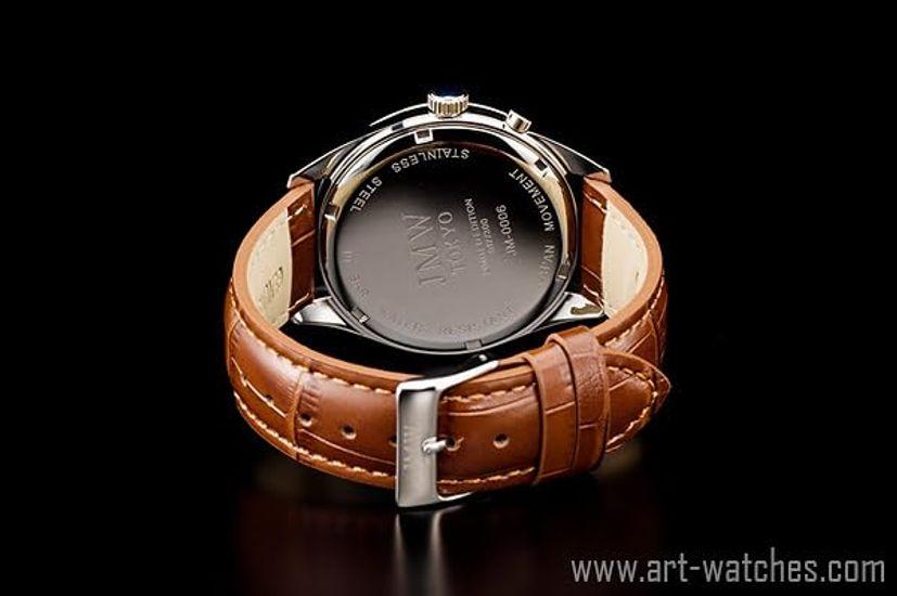 Часы Advanced Moon Phase 100m Waterproof из натуральной кожи с ремешком и римскими индексами, золото, 300 штук, подарок на день [JMW TOKYO] Мужские [японские]