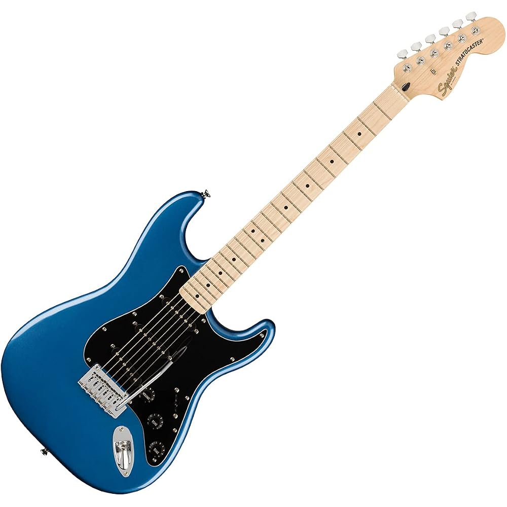 Squier by Fender Серия Affinity Stratocaster Кленовый гриф Черный пикгард Цвет Lake Placid Blue Электрогитара Стартовый набор из 14 предметов [Включает MG10