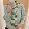 New Autumn and Winter Rainbow Striped Wool Blended Scarf Women's Niche Slender Knitted Contrast Gradient Versatile Trendy Scarf