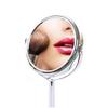High-Definition Double-Sided Metal Desktop Makeup Mirror with Magnification and Rotating Feature
