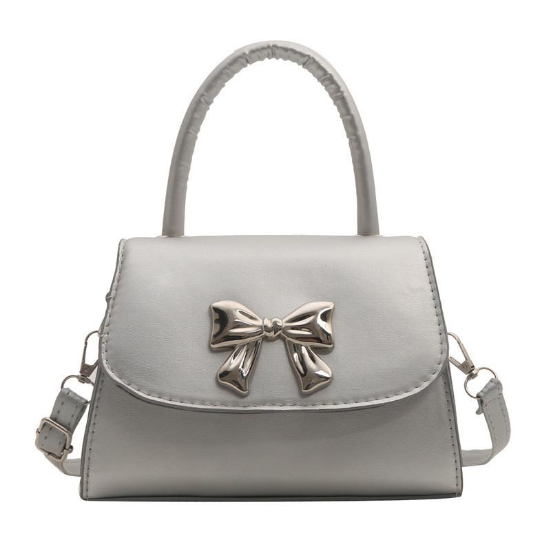 Chic Pu Leather Handbag For Women 2024 Summer Trendy Bow Detail Shoulder Bag