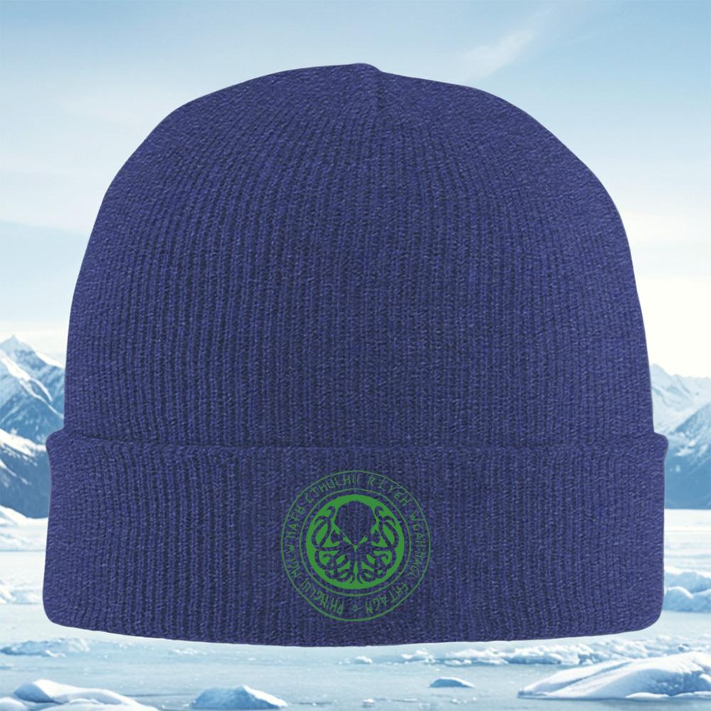 Cthulhu circular symbol tentacles black green Men Women Unisex Knitted Hat Beanie Pullover Cap Winter Thermal Warm Christmas Out