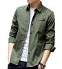 Amyni Stylish Long Sleeve Solid Color Slim Fit Oxford Shirt with Cotton Snaps for and Fall Size Men's Spring, Summer, (#1—Green, 2XL)
