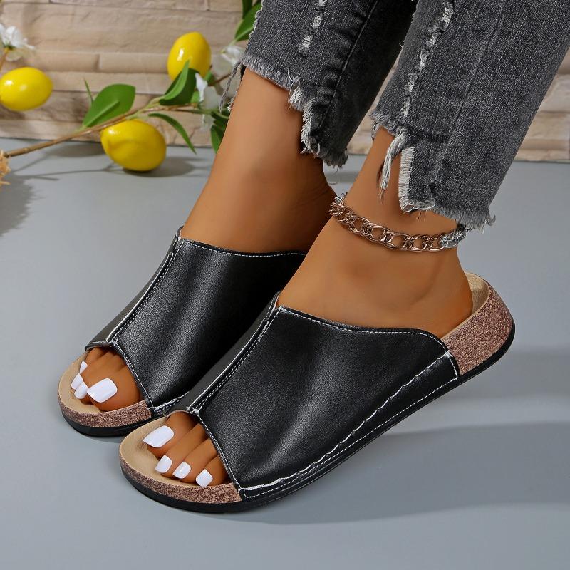 Женские шлепанцы на платформе большого размера, новые летние простые модные шлепанцы-клинья с открытым носком