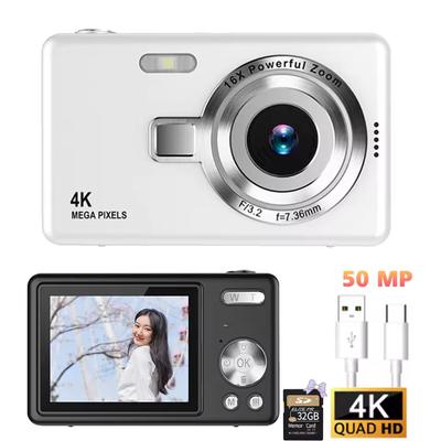 4K HD 1080P Цифровая камера 16-кратный зум Автофокус Камера для влогов 2,4-дюймовый IPS-экран 96 МП Портативная камера для влогов для детей и взрослых