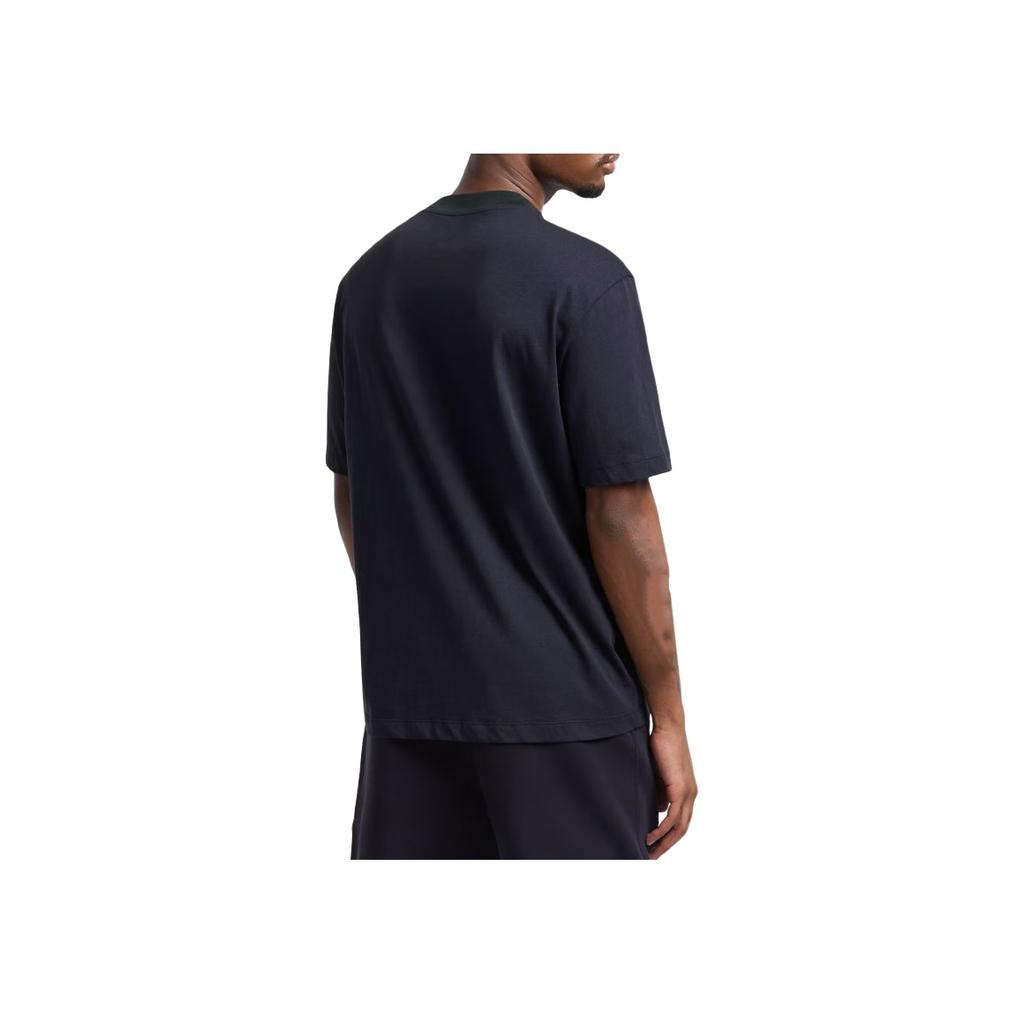 Armani Exchange Хлопковая футболка с принтом логотипа, круглым вырезом и коротким рукавом, мужские топы, темно-синий, XM000274-AF12308-UB101