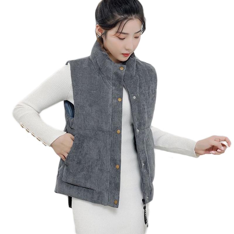 Women Cotton Down Vest Sleeveless Jacket Female Winter Jacket Outerwear Corduroy Waistcoat