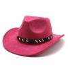 Ethnic Style Western Cowboy Top Hat Suede Men'S And Women'S Felt Hat Rivet Roll Edge Jazz Hat