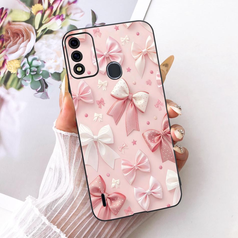 For ITEL A48 Cute Flower Butterfly Cat Painted Case For Itel A48 Black Silicone Soft Phone Cases