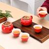 Auspicious Red Ceramic Tea Set Gift Box