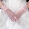 Элегантные женские сетчатые перчатки до пальца для невесты, свадебные, эластичные, прозрачные, из тюля, ультратонкие, короткие перчатки из марли и кружева