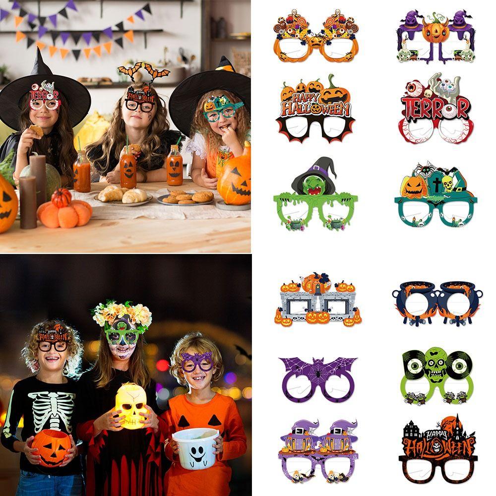 6pcs Pumpkin Halloween Funny Glasses Witch Hat Pumpkin Glasses  Photo Booth Props
