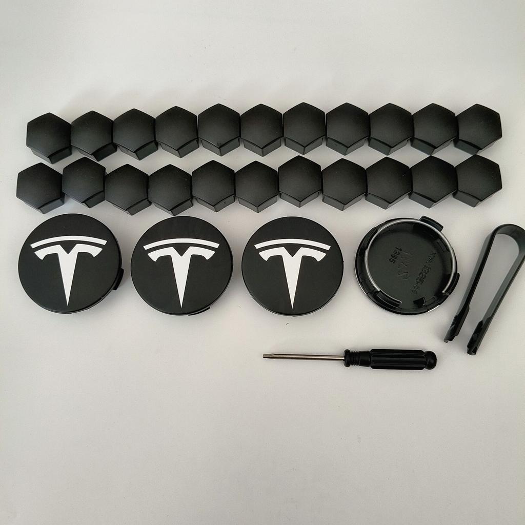 26PCS 30PCS Wheel Centerfor Tesla Model 3 Model Y 2025 Model Y Juniper Car Hub Decorative Caps Badge Lug Nut Protective Cover
