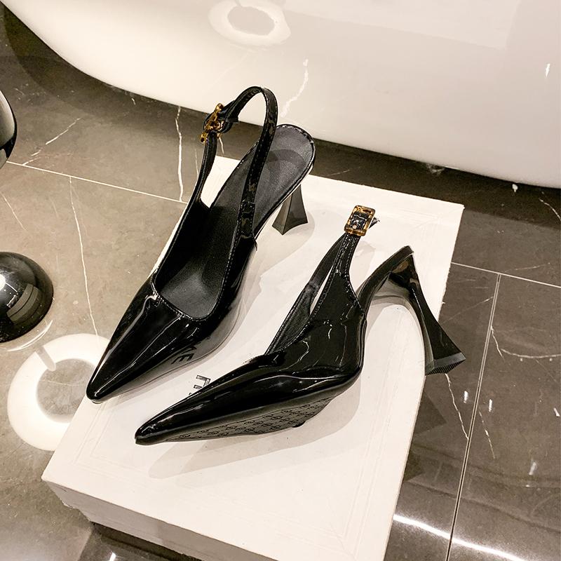 Роскошные дизайнерские летние женские сандалии Модные туфли-слингбэки с острым носком Элегантные женские сандалии на высоком каблуке для стриптиза