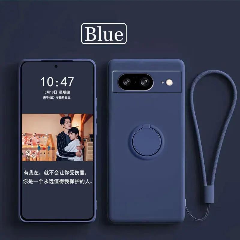 Чехол для Google Pixel 8 9 Finger Ring Stand Holder Slicone Cover для Pixel 9 Pro XL Solid Color Lens Protection Soft Phone Case